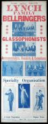 LYNCH FAMILY BELLRINGERS AND GLASSOPHONISTS c1914 Rare Original Theatre poster