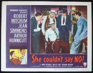 SHE COULDN'T SAY NO '54-Robert Mitchum RKO ORIGINAL US Lobby card #7
