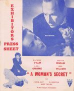 A WOMAN'S SECRET Rare RKO AUSTRALIAN Movie Press Sheet Maureen O'Hara Melvyn Douglas