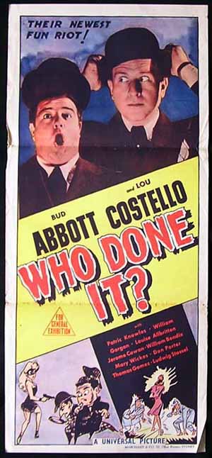 WHO DONE IT Original Daybill Movie poster Abbott and Costello Marchant Graphics