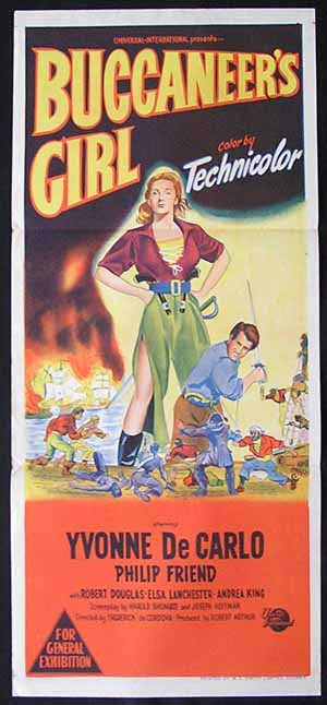 BUCCANEER’S GIRL Daybill Movie Poster 1950 Yvonne DeCarlo