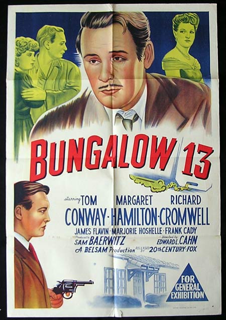 BUNGALOW 13 Movie Poster 1948 Tom Conway Film Noir 1sht