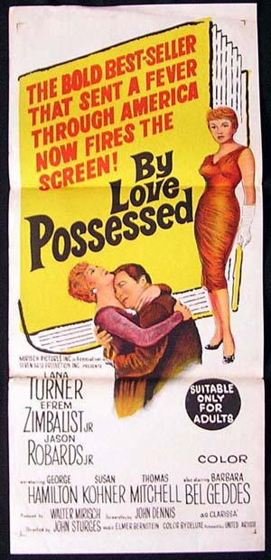 BY LOVE POSSESSED Original Daybill Movie Poster 1961 Lana Turner