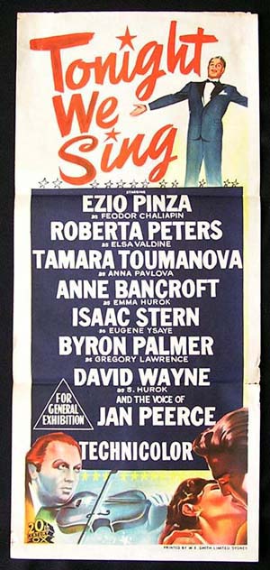 TONIGHT WE SING Daybill Movie Poster 1953 Ezio Pinza RARE ORIGINAL daybill