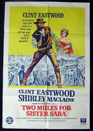 TWO MULES FOR SISTER SARA 1970 Clint Eastwood Original Movie Poster