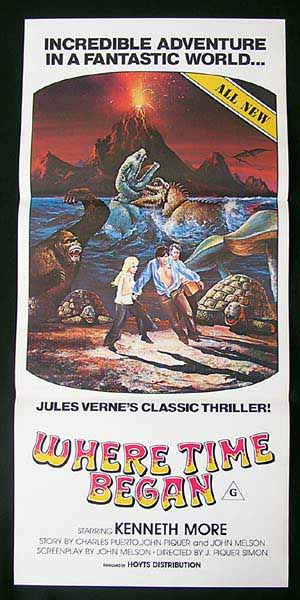 WHERE TIME BEGAN Original Daybill Movie poster Kenneth More Dinosaurs