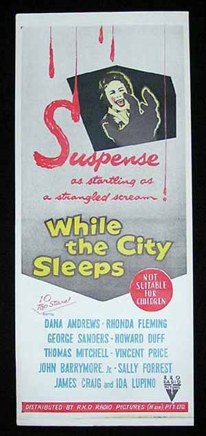 WHILE THE CITY SLEEPS Daybill Movie poster 1956 Fritz Lang Film Noir