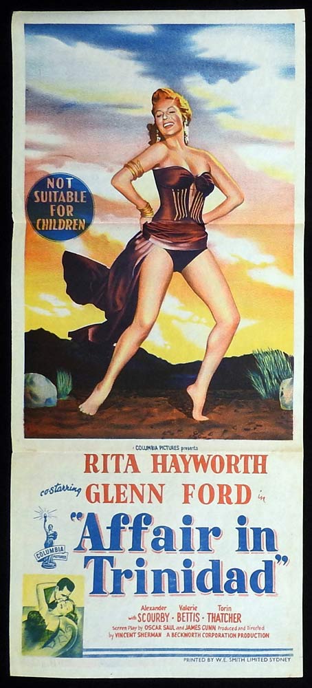 AFFAIR IN TRINIDAD Original Daybill Movie Poster Rita Hayworth