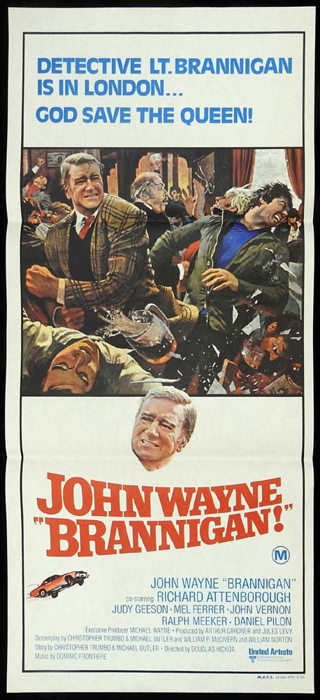 BRANNIGAN Original Daybill Movie poster John Wayne in England