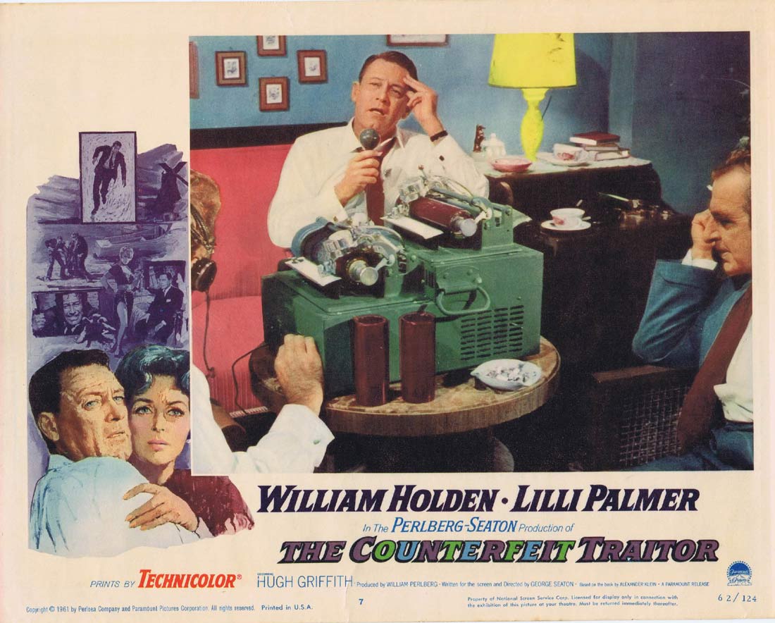 THE COUNTERFEIT TRAITOR Lobby Card 7 William Holden Lilli Palmer Hugh Griffith