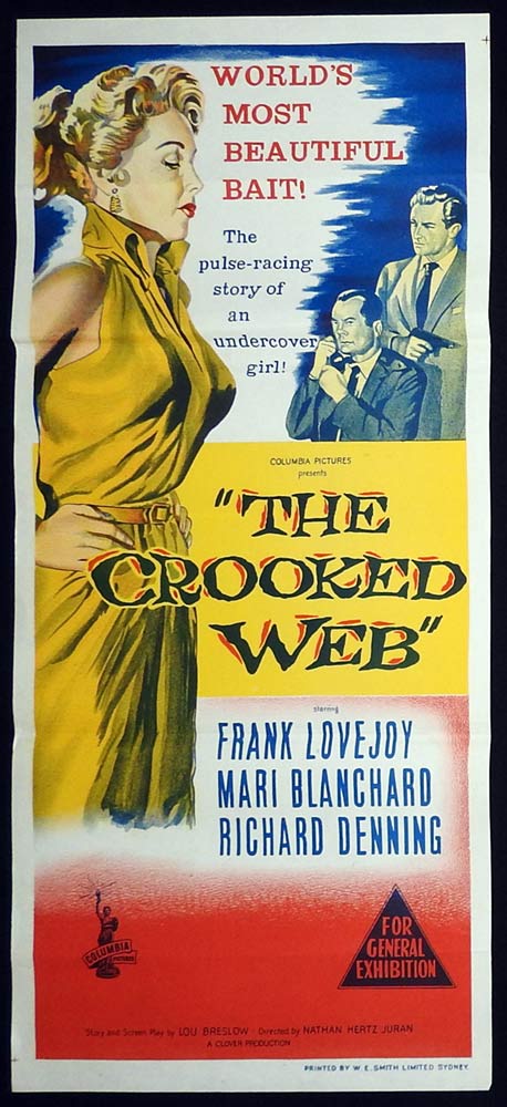 THE CROOKED WEB Daybill Movie poster 1955 Bad Girl Film Noir