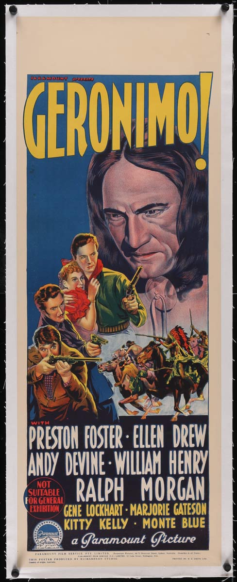 GERONIMO Long Daybill Movie poster 1939 Preston Foster Andy Devine