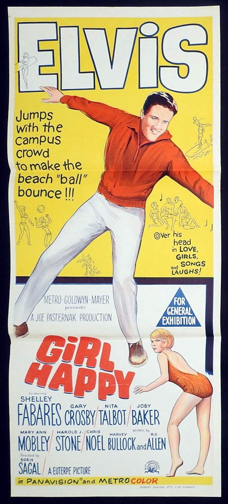 GIRL HAPPY Original Daybill Movie poster Elvis Presley
