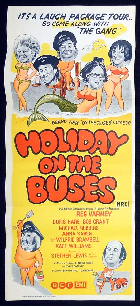 HOLIDAY ON THE BUSES Original Daybill Movie Poster Reg Varney Doris Hare