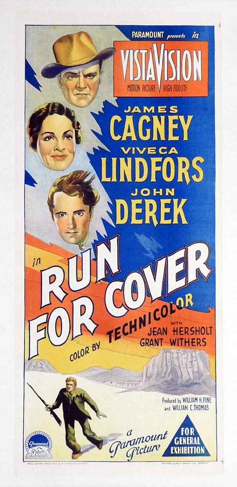 RUN FOR COVER Linen Backed Daybill Movie Poster James Cagney Richardson Studio
