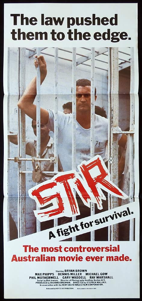 STIR Original Daybill Movie poster Bryan Brown Max Phipps PRISON RIOT Australia