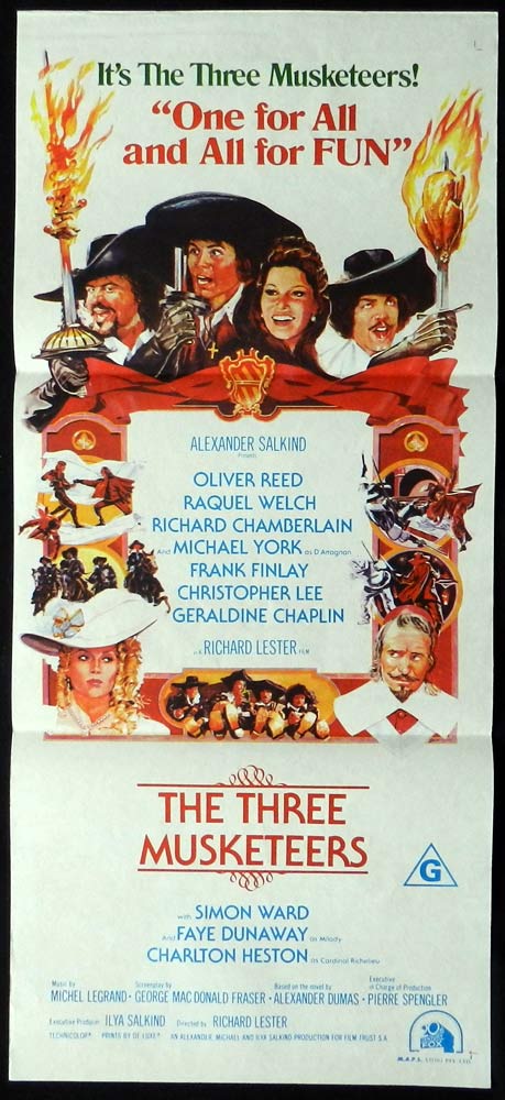 THE THREE MUSKETEERS Daybill Movie Poster Raquel Welch Oliver Reed