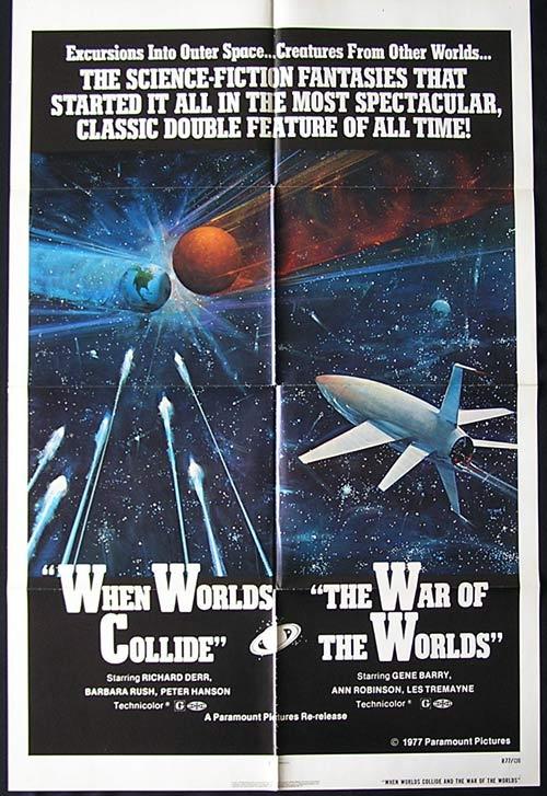 WHEN WORLDS COLLIDE and WAR OF THE WORLDS ’77 Combo SCI FI US one sheet poster