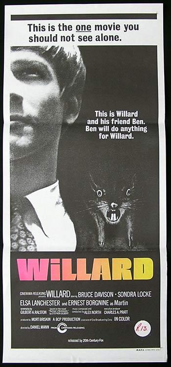 WILLARD 71 Borgnine Locke Davison Daybill Movie poster