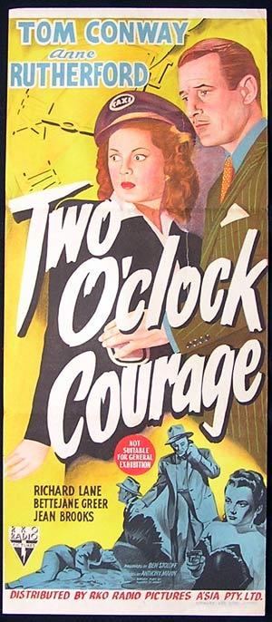 TWO O’CLOCK COURAGE Movie Poster 1945 RKO Tom Conway