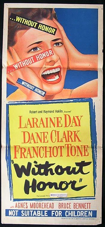 WITHOUT HONOR ’49 aka TWILIGHT Laraine Day Film Noir Movie poster