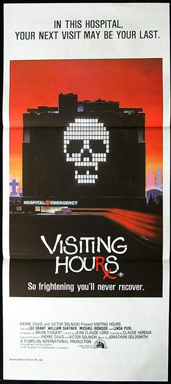 VISITING HOURS ’82 William Shatner HORROR HOSPITAL! daybill Movie poster NZ William Shatner