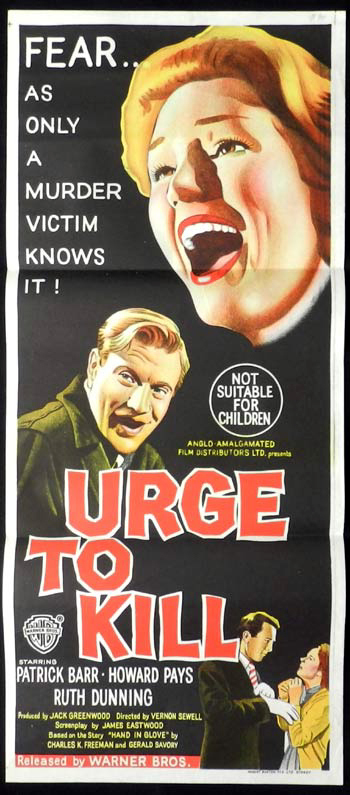URGE TO KILL Film Noir RARE Daybill Movie poster