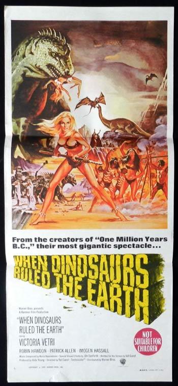 WHEN DINOSAURS RULED THE EARTH Hammer Classic RARE Daybill Movie poster