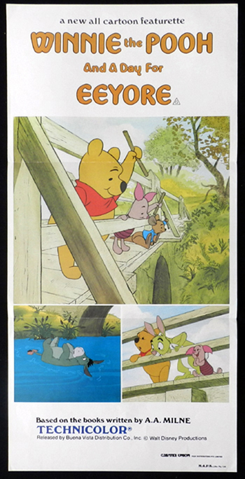 WINNIE THE POOH AND EEYORE A.A.Milne RARE Daybill Movie poster