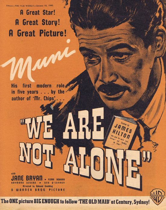 WE ARE NOT ALONE 1940 Paul Muni Movie Trade Ad