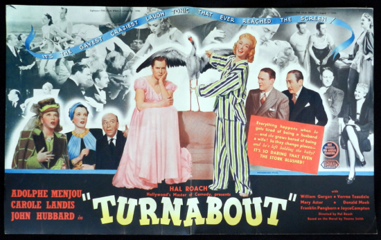 TURNABOUT 1940 Adolphe Menjou VINTAGE Original Movie Trade Ad