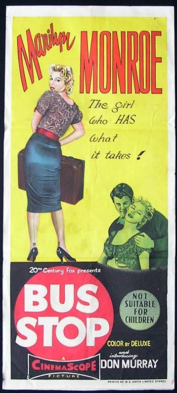BUS STOP 1956 Australian Daybill Movie poster Marilyn Monroe