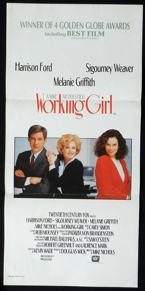WORKING GIRL Australian Daybill Movie poster Harrison Ford Sigourney Weaver Melanie Griffith