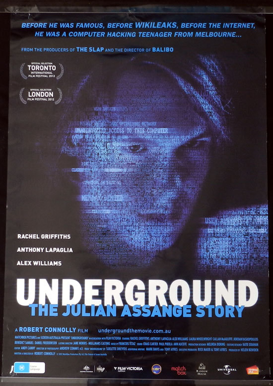 UNDERGROUND 2013 Julian Assange WIKI LEAKS Film Australian 1sht Movie poster