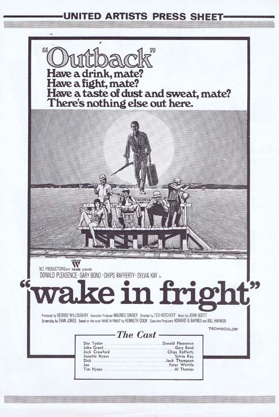 WAKE IN FRIGHT aka OUTBACK Movie Press Sheet 1970 Chips Rafferty Donald Pleasence