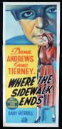 WHERE THE SIDEWALK ENDS Movie Poster 1950 Otto Preminger FILM NOIR daybill