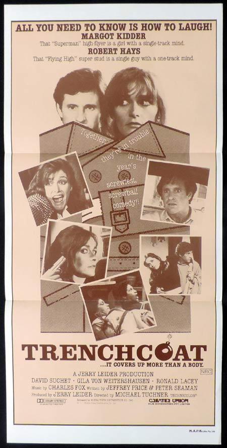 TRENCHCOAT Daybill Movie Poster Margot Kidder and Robert Hays