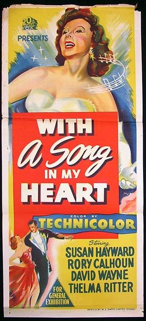 WITH A SONG IN MY HEART Daybill Movie Poster Susan Hayward