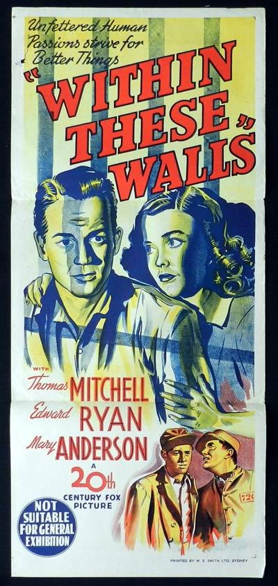 WITHIN THESE WALLS Daybill Movie Poster Thomas Mitchell Film Noir