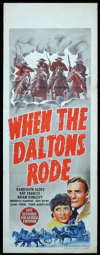 WHEN THE DALTONS RODE Long Daybill Movie poster 1940 Randolph Scott