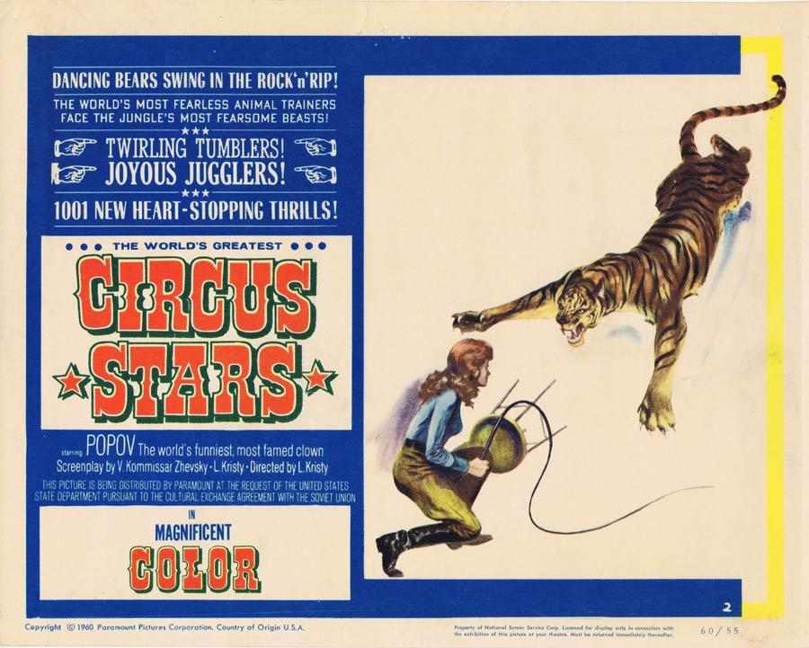 WORLD’S GREATEST CIRCUS STARS Lobby Card 2 Oleg Popov Russian Circus Lion Tamer