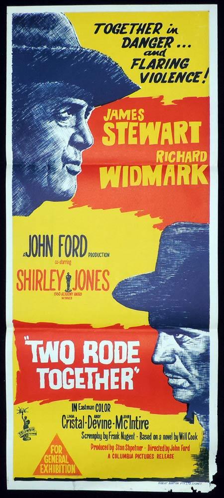 TWO RODE TOGETHER Original Daybill Movie Poster James Stewart John Ford
