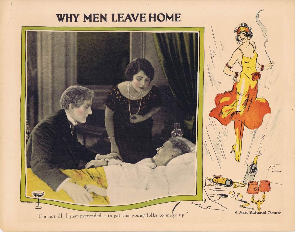 WHY MEN LEAVE HOME Lobby Card Art Deco border 1924 Silent Cinema