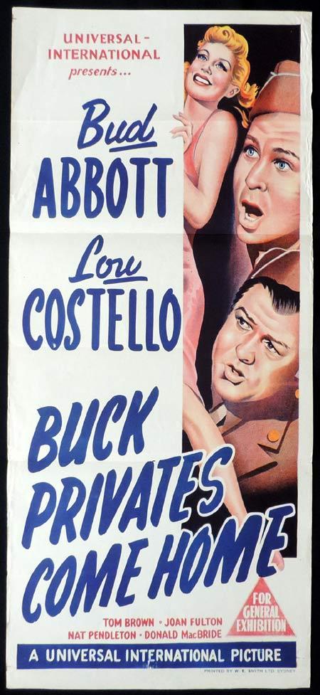 BUCK PRIVATES COME HOME Original Daybill Movie poster Abbott and Costello