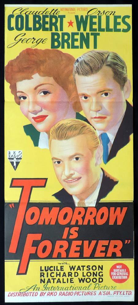 TOMORROW IS FOREVER Original Daybill Movie Poster RKO Claudette Colbert