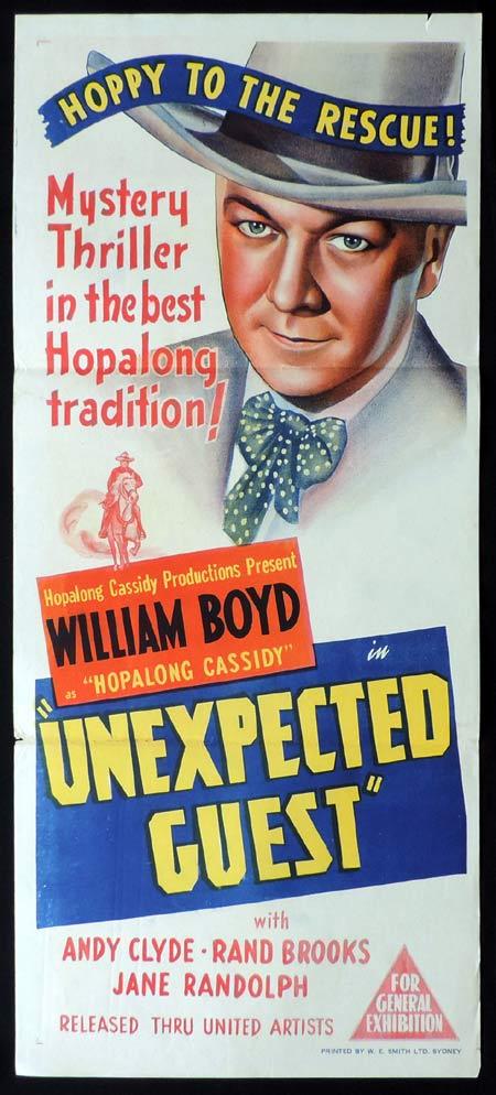 UNEXPECTED GUEST Original Daybill Movie Poster William Boyd Hopalong Cassidy