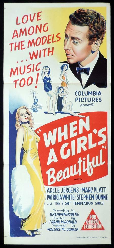 WHEN A GIRL’S BEAUTIFUL Original Daybill Movie Poster Adele Jergens Marc Platt