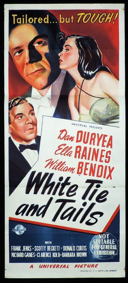 WHITE TIE AND TAILS Original Daybill Movie Poster Dan Duryea Ella Raines Film Noir