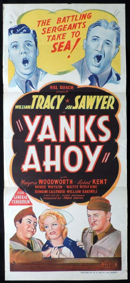 YANKS AHOY Original Daybill Movie Poster 1943 William Tracy Joe Sawyer