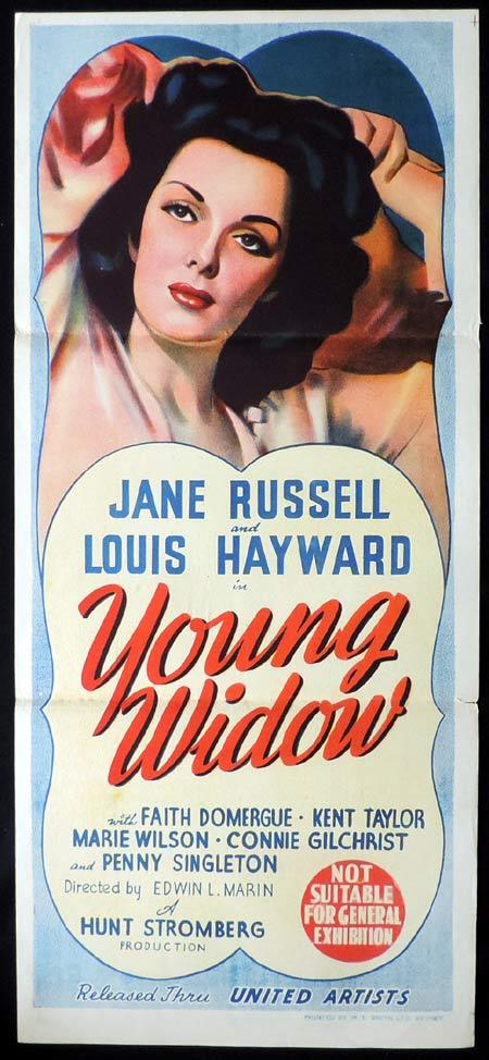 YOUNG WIDOW Original Daybill Movie Poster Louis Hayward Jane Russell